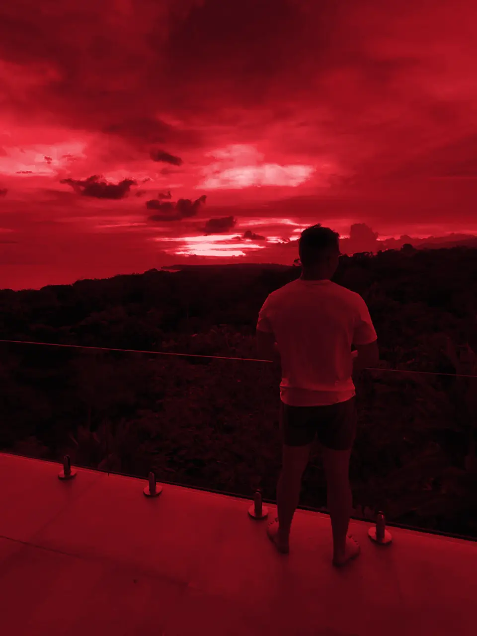 Watching the sun set over the treeline in Costa Rica